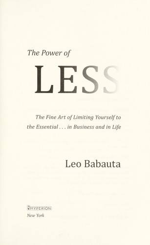 The Power of Less book cover